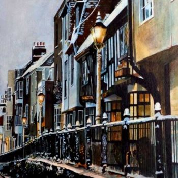 Pintura intitulada "HIGH STREET SNOW, H…" por Ryepress - Colin Bailey, Obras de arte originais, Óleo