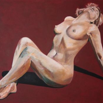 Painting titled "Fallen Angel (Red)" by Ryepress - Colin Bailey, Original Artwork, Oil