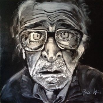 Painting titled "l'homme aux lunettes" by Maryse Coin (Ryse Kaïa), Original Artwork, Acrylic Mounted on Wood Stretcher frame