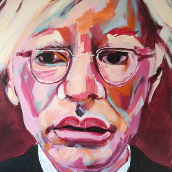 Painting titled "Andy Warhol" by Maryse Coin (Ryse Kaïa), Original Artwork, Acrylic Mounted on Wood Stretcher frame
