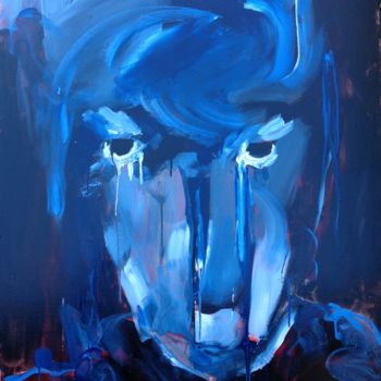 Painting titled "Une âme en bleu" by Maryse Coin (Ryse Kaïa), Original Artwork, Acrylic Mounted on Wood Stretcher frame