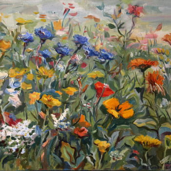 Malerei mit dem Titel "Portrait des fleurs" von Alexandra L. Zeltser, Original-Kunstwerk, Öl