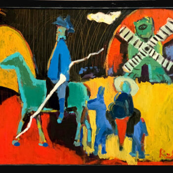 Peinture intitulée "Don Quixote against…" par Rza Rzazadeh, Œuvre d'art originale, Huile