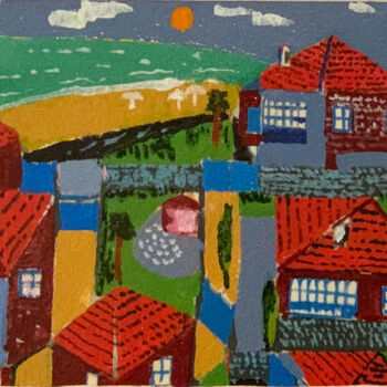Peinture intitulée "Houses" par Rza Rzazadeh, Œuvre d'art originale, Tempera