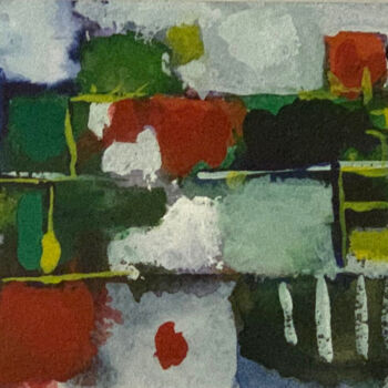 Peinture intitulée "Houses (abstract)" par Rza Rzazadeh, Œuvre d'art originale, Tempera