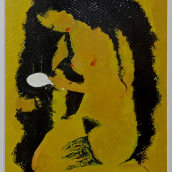 Painting titled "Nude" by Rza Rzazadeh, Original Artwork, Tempera
