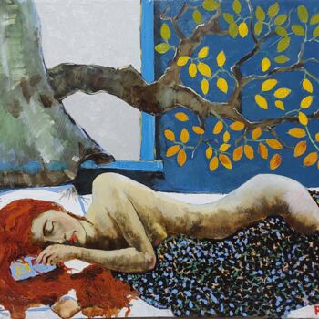Картина под названием "Autumn  is coming" - Rza Rzazadeh, Подлинное произведение искусства, Масло Установлен на Деревянная р…