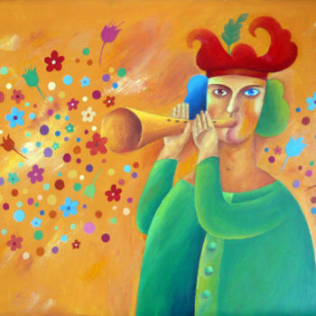 Painting titled "цветочный блюз" by Sergei Burmanov, Original Artwork, Oil