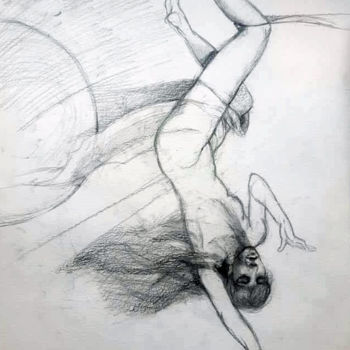 Disegno intitolato "Dessin Crayon esqui…" da Sophie Duchaine, Opera d'arte originale, Matita