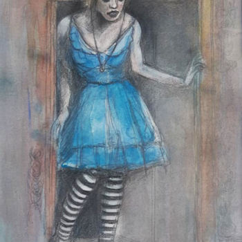 Картина под названием "Dessin Crayon sur l…" - Sophie Duchaine, Подлинное произведение искусства, Акварель