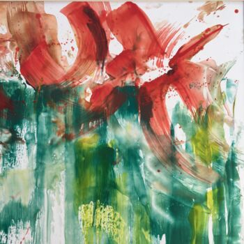 Painting titled "Note florale abstra…" by Sophie Duchaine, Original Artwork, Encaustic