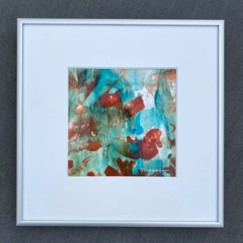 Painting titled "Les coquelicots" by Sophie Duchaine, Original Artwork, Encaustic Mounted on Cardboard