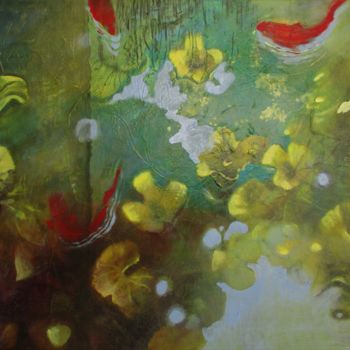 Pintura titulada "poissons rouges dan…" por Sophie Garapon, Obra de arte original, Oleo Montado en Otro panel rígido