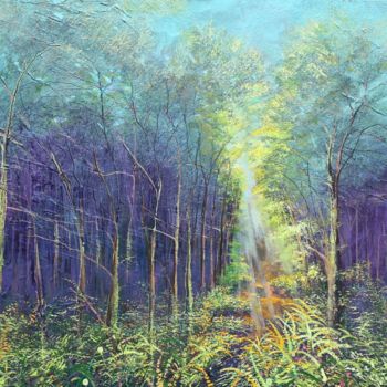 Peinture intitulée "Dawn Rays Forrest G…" par Simon Jones, Œuvre d'art originale, Huile