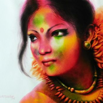 Malerei mit dem Titel "colors of life" von Sudipta Karmakar, Original-Kunstwerk, Aquarell