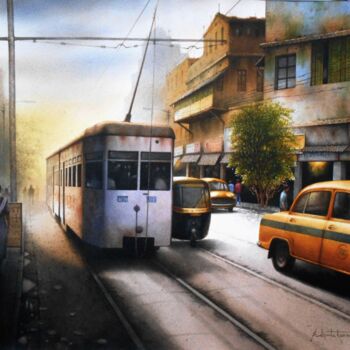 Pintura intitulada "cityscape" por Sudipta Karmakar, Obras de arte originais, Aquarela