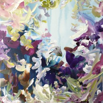 Ζωγραφική με τίτλο "Abstract floral gar…" από Sveta Osborne, Αυθεντικά έργα τέχνης, Ακρυλικό Τοποθετήθηκε στο Ξύλινο φορείο…