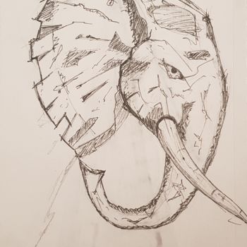 Drawing titled "Elephant" by Sebseb, Original Artwork, Ink