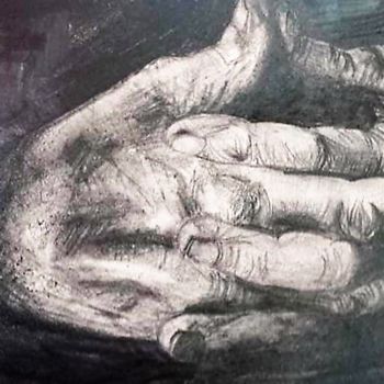 Drawing titled "Hands that tell sto…" by Sol, Original Artwork, Charcoal