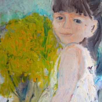 Painting titled "Girl in the nature" by Sheila, Original Artwork, Acrylic