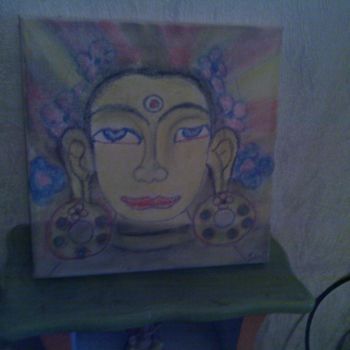 Peinture intitulée "bouddha tibètain" par San, Œuvre d'art originale