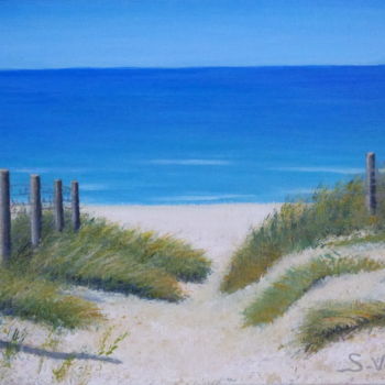 Peinture intitulée "La plage, les dunes…" par S-Valques, Œuvre d'art originale, Acrylique