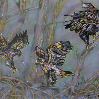 Malarstwo zatytułowany „Wedge- tailed Eagle…” autorstwa Susan Willemse, Oryginalna praca, Akryl Zamontowany na Drewniana ram…