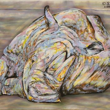 Pittura intitolato "Rhino" da Susan Willemse, Opera d'arte originale, Acrilico Montato su Telaio per barella in legno