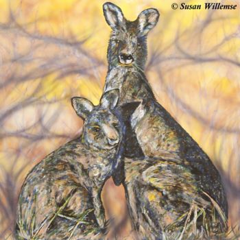 Peinture intitulée "Kangaroos: The surv…" par Susan Willemse, Œuvre d'art originale, Acrylique Monté sur Châssis en bois
