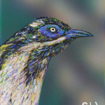 Painting titled "Blue- faced Honeyea…" by Susan Willemse, Original Artwork, Acrylic Mounted on Wood Stretcher frame