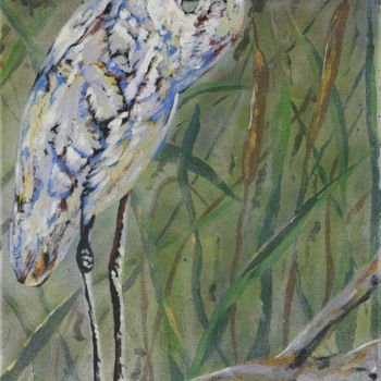 Картина под названием "Egret" - Susan Willemse, Подлинное произведение искусства, Акрил Установлен на Деревянная рама для но…