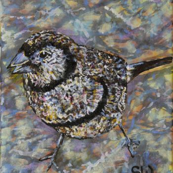 Картина под названием "Double- barred Finch" - Susan Willemse, Подлинное произведение искусства, Акрил Установлен на Деревян…