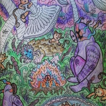 Σχέδιο με τίτλο "Заколдованный лес" από Антон Литвинов, Αυθεντικά έργα τέχνης, Γέλη στυλό