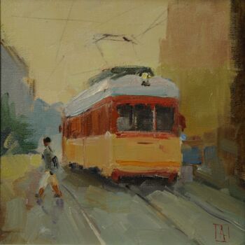 Картина под названием "Tram" - Saash, Подлинное произведение искусства, Масло