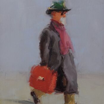 Картина под названием "man with briefcase" - Saash, Подлинное произведение искусства, Масло