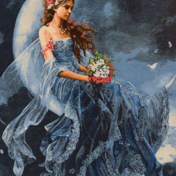 Textile Art titled "Fille de la lune" by Fariba Ahmadi, Original Artwork, Tapestry
