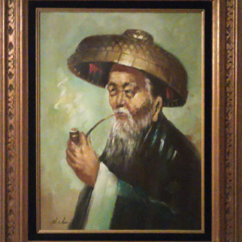 Painting titled "smoking man" by Duncan Jamieson, Original Artwork, Oil