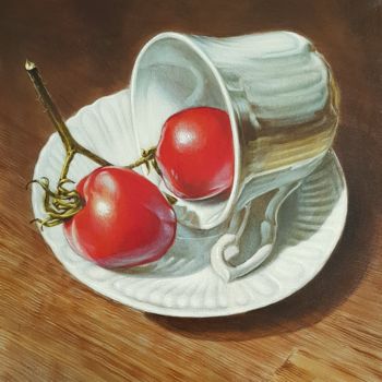 Painting titled "Cup of coffee with…" by Sabin&Catalina Chintoan, Original Artwork, Acrylic