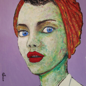 Картина под названием "Girl 2" - Sabin, Подлинное произведение искусства, Акрил Установлен на картон