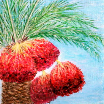 Painting titled "Date Palm - One of…" by Sabina Faynberg, Original Artwork, Acrylic Mounted on Wood Panel