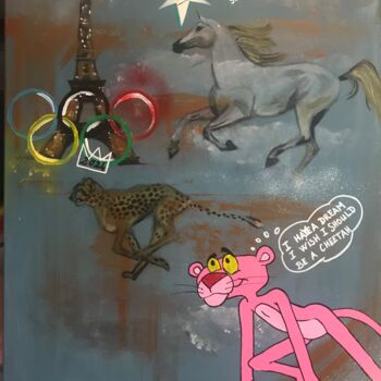 Painting titled "Jeux Olympiques 2024" by Sabine Chapron, Original Artwork, Acrylic Mounted on Wood Stretcher frame
