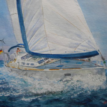 Pittura intitolato "Sail 1" da Sabine Dumont De Lalande, Opera d'arte originale, Acquarello