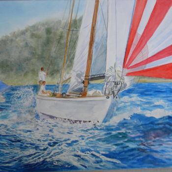 Painting titled "Top Spinnaker" by Sabine Dumont De Lalande, Original Artwork, Watercolor