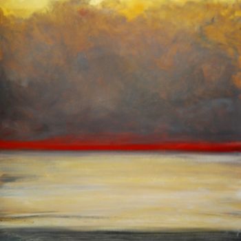 Painting titled "Coucher de soleil à…" by Sabine Dutilh, Original Artwork, Oil