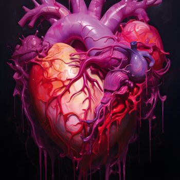 Arte digital titulada "Vivid Heart" por Sabine Glardon, Obra de arte original, Imagen generada por IA