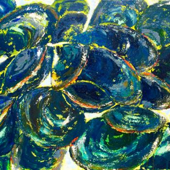 Painting titled "Moules II" by Sabine Juery, Original Artwork, Acrylic Mounted on Wood Stretcher frame