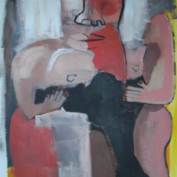 Картина под названием "femme-assise-sur-un…" - Sabine Maffre, Подлинное произведение искусства