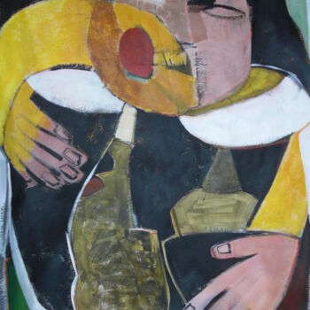 Painting titled "femme-aux-deux-vase…" by Sabine Maffre, Original Artwork