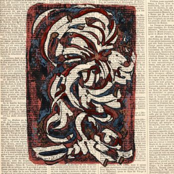Gravures & estampes intitulée "Les Roses d'Astrakan" par Sabine Maggiani, Œuvre d'art originale, Monotype