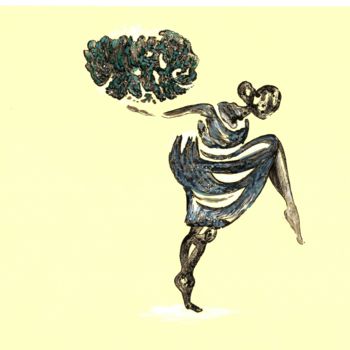 Gravures & estampes intitulée "Danseuse Art déco 3" par Sabine Maggiani, Œuvre d'art originale, Monotype